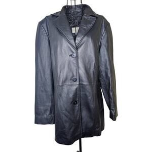 WORTHINGTON Black LEATHER Blazer Sport Coat Women's size Large